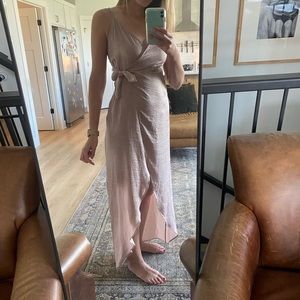 Donna Mizani worn once hammered satin wrap dress